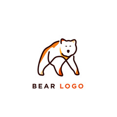 line art illustration of bear logo designs, colorful bear logo template