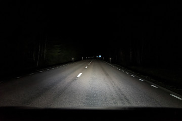 auxiliary lamps lighting up the dark road