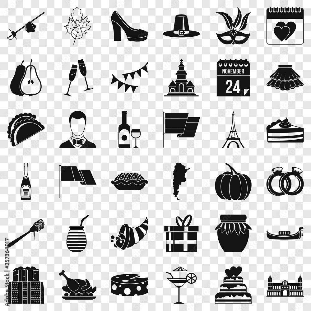 Poster wine icons set. simple style of 36 wine vector icons for web for any design