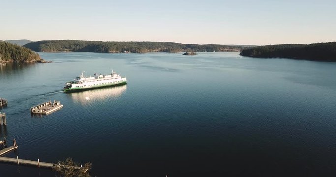 Washington State Ferry pulls out from Orcas Island
