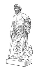 Sculpture of Asclepius - Vintage illustration from Meyers Konversations-Lexikon 1897
