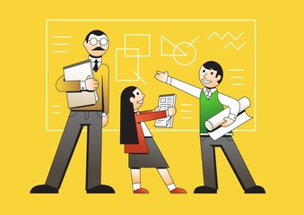 The teacher and students in the classroom.