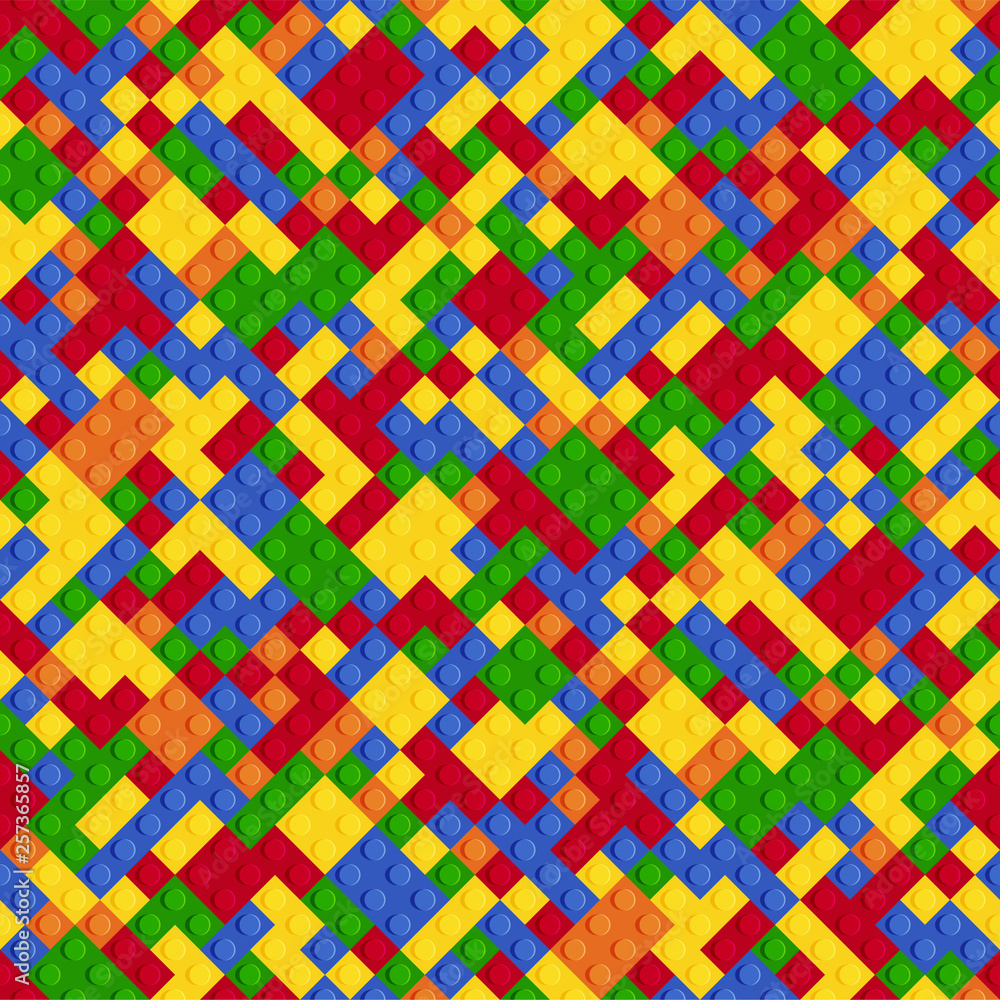 Poster multicolor abstract plastic constructor seamless pattern