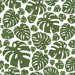 Papier peint Vert La forêt tropicale de Monstera laisse le fond. Modèle sans couture vert