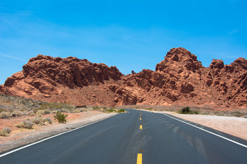 Hilly road in Valley of Fire State Park Nevada, USA.