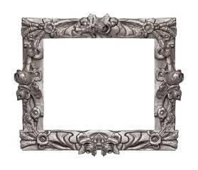 Silver frame for paintings, mirrors or photo isolated on white background