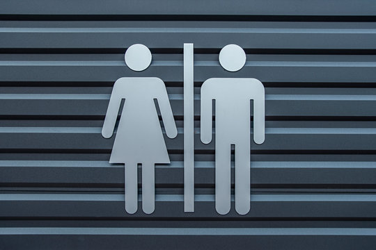 Man & Woman restroom sign, WC directional sign,Toilet sign, - image