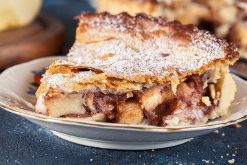 Homemade apple pie tart with cinnamon and sugar