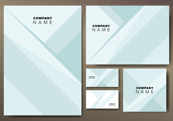 Set of light blue corporate identity template design with graphic elements. 