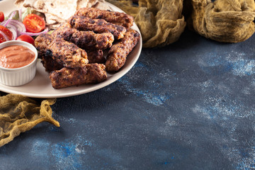 Kebapche or cevapcici, balkan minced meat kebab