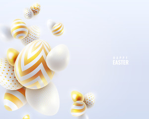Happy Easter holiday background with 3d eggs