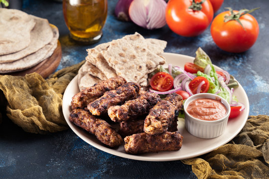 Kebapche or cevapcici, balkan minced meat kebab