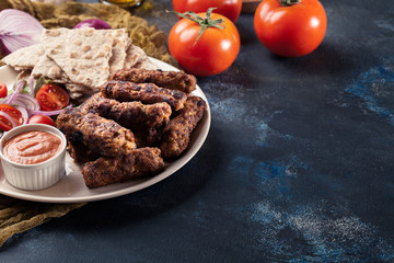 Kebapche or cevapcici, balkan minced meat kebab