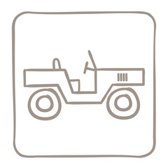 Car Icon in a light brown frame. Vector graphics.  