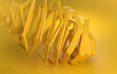 Abstract yellow shapes for background. 3D render / rendering.