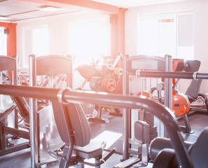 Modern and new equipment in the gym for sports and bodybuilding, equipment, lifestyle