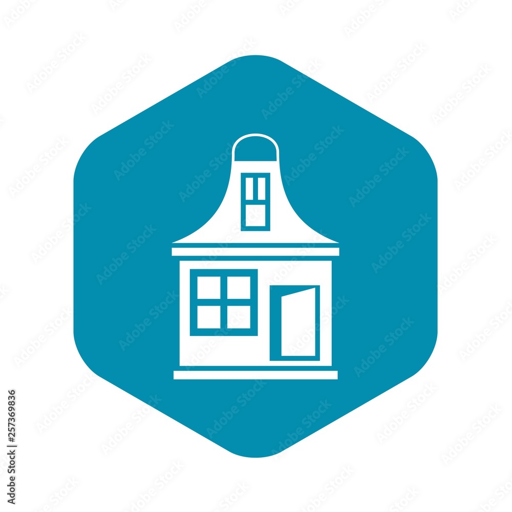 Poster small house icon in simple style isolated on white background. structure symbol