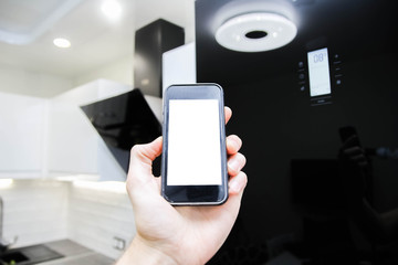 control of home electrical appliances through a smartphone. White screen