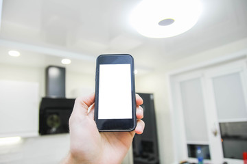 control of home electrical appliances through a smartphone. White screen
