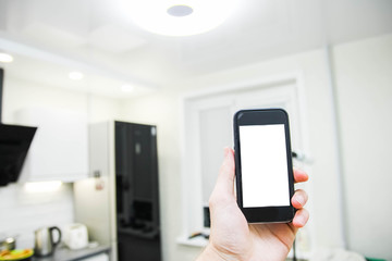 control of home electrical appliances through a smartphone. White screen