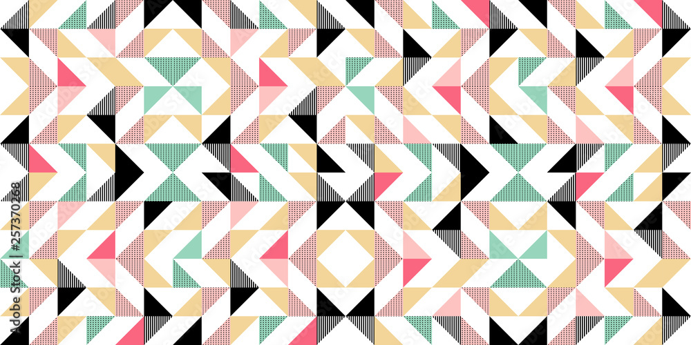 Poster trendy memphis abstract triangle seamless pattern colorful awesome design for textile print and wrap