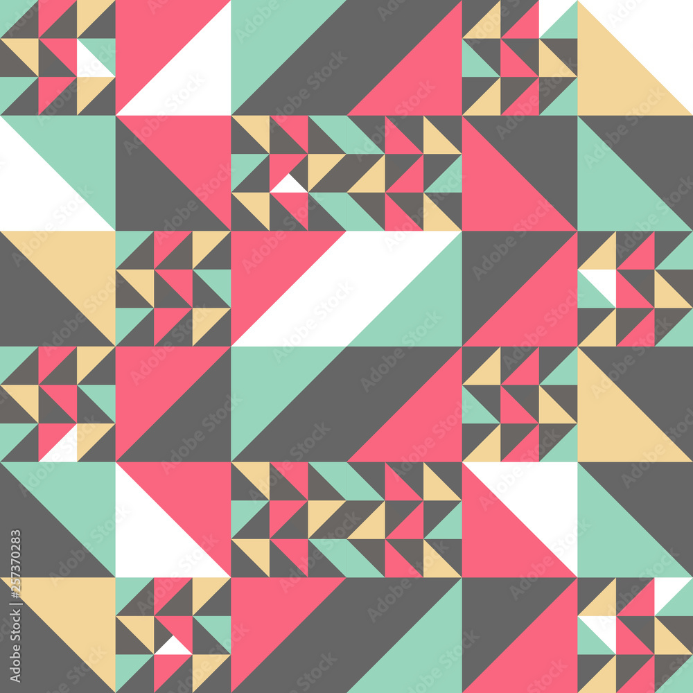 Poster trendy memphis abstract triangle seamless pattern colorful awesome design for textile print and wrap