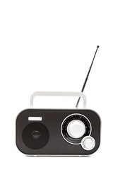 Stylish compact radio receiver isolated on white background
