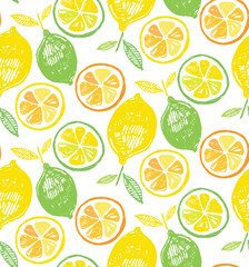 Hand drawn doodle citrus pattern background
