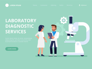 Laboratory diagnostic services. Medical tools. Colored vector illustration