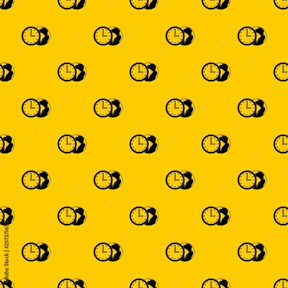 Poster world planet with watch pattern seamless vector repeat geometric yellow for any design