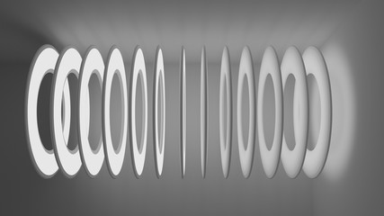 Abstract Architecture Background. 3d Illustration of White Circular Building. Modern Geometric Wallpaper. Futuristic Technology Design - Illustration