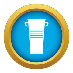 Trash can with handles icon blue vector isolated on white background for any design