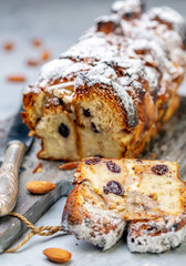 Bread pudding made with buns.