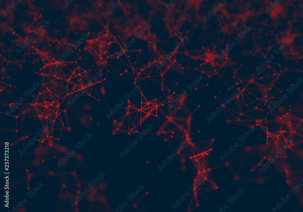 Poster abstract polygonal dark red low poly background. connecting dots and lines in triangles structure. i