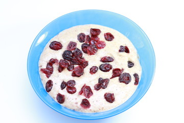 flax porridge and  cranberries