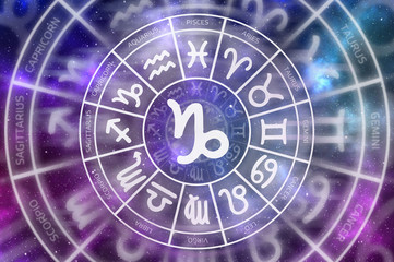 Zodiac Capricorn symbol inside of horoscope circle