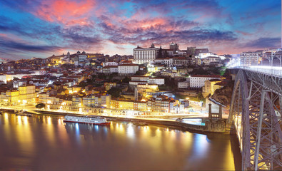 Fototapeta na wymiar Porto, Portugal old town on the Douro River. Oporto panorama