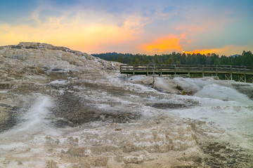 The Mammoth Hot Springs Area in Yellowstone National Park, Wyoming