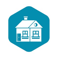 Large single-storey house icon in simple style isolated on white background. Structure symbol