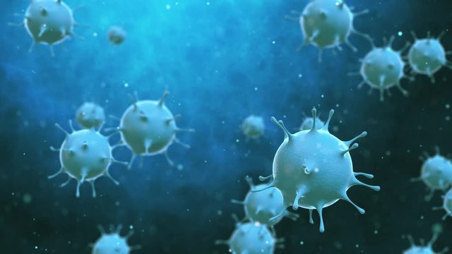 3D render bacteria virus,3d render microbe. Bacteria virus or germs microorganism cells under microscope. Loop animation.