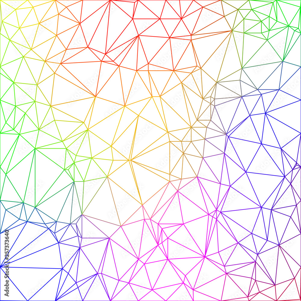 Aufkleber wireframe polygonal abstract mesh in rainbow colors on white background. vector polygon which consis