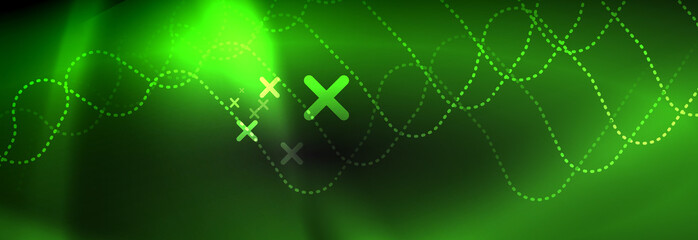 Dark neon light glowing template, abstract vector background lines