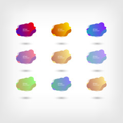 Color abstract liquid shape halftone patterns fluid color overlap gradient background. Vector creative neon color splash shapes design