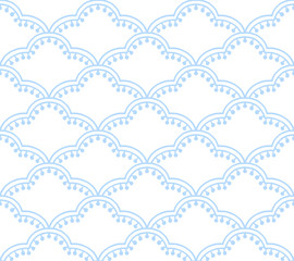 Seamless pattern in damask style. Ethnic vector background. Elegant illustration. Blue and white texture.