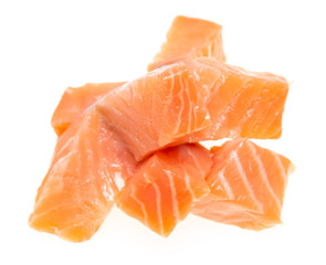salmon fillet on white background
