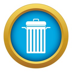 Metal trash can icon blue vector isolated on white background for any design