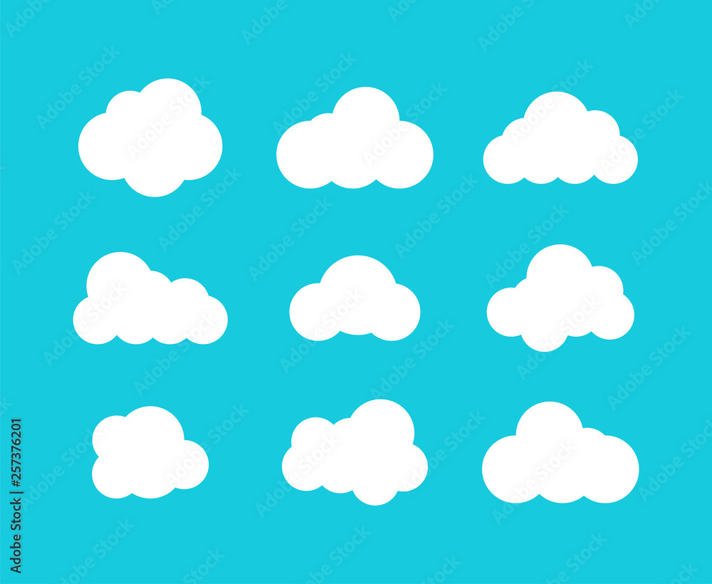 Canvas Prints isolated clouds icons. cloud icons in trendy flat design on blue background