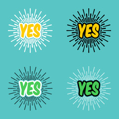 Yes with sun rays in trendy flat style