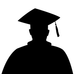 a man with mortarboard, silhouette vector