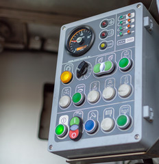 Close up on mechanics of a fire truck. Industrial, valves, mechanics.